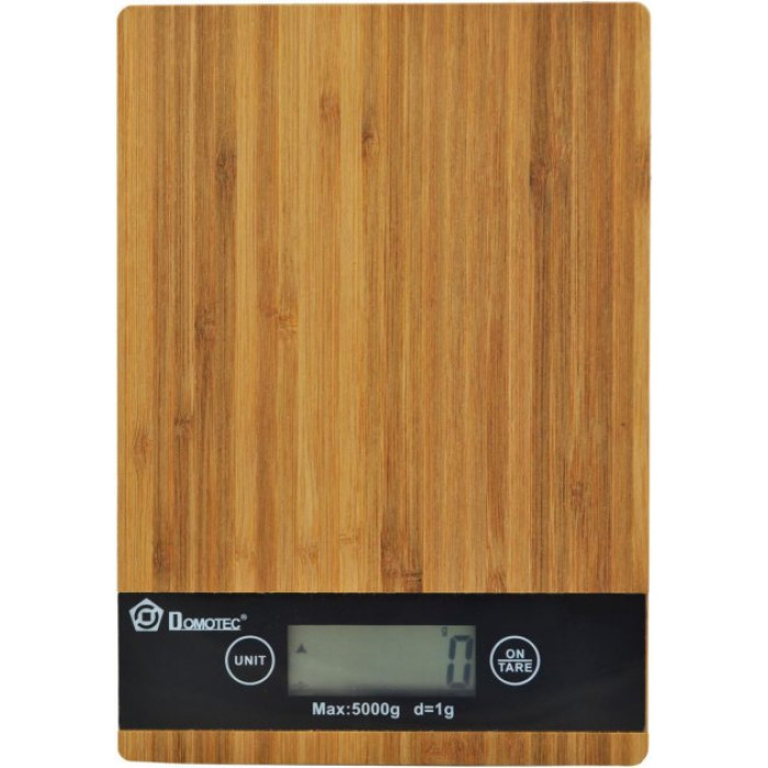 Ваги кухонні електронні Domotec MS-A Wood із сенсорним дисплеєм та платформою з дерева, до 5 кг