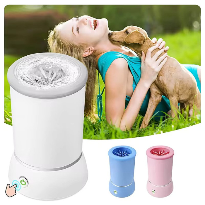 Автоматична лапомийка для собак PET FOOT WASH · Портативний електричний стакан для миття лап тварин · USB зарядка