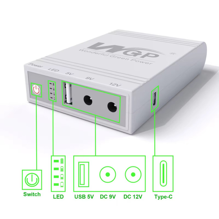 Джерело безперебійного живлення UPS WGP-103 для роутера/модему 10400 mAh