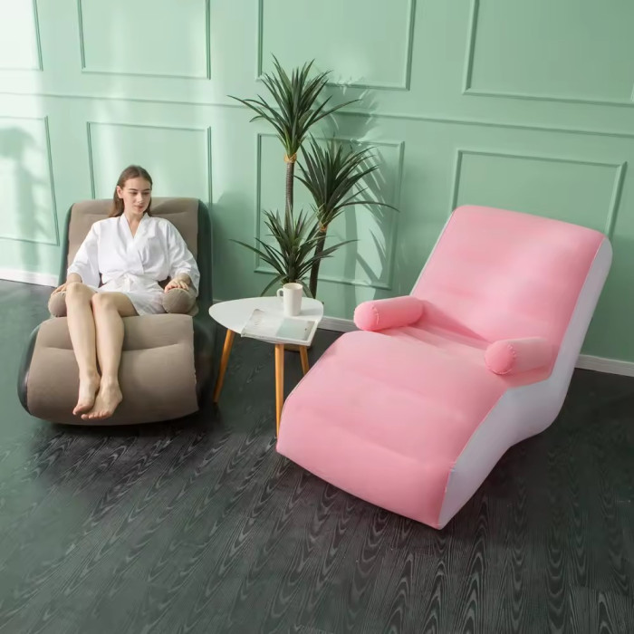 Надувний диван-крісло з підлокітниками Inflatable Sofa, Портативне складне крісло для дому 140х85х80 см