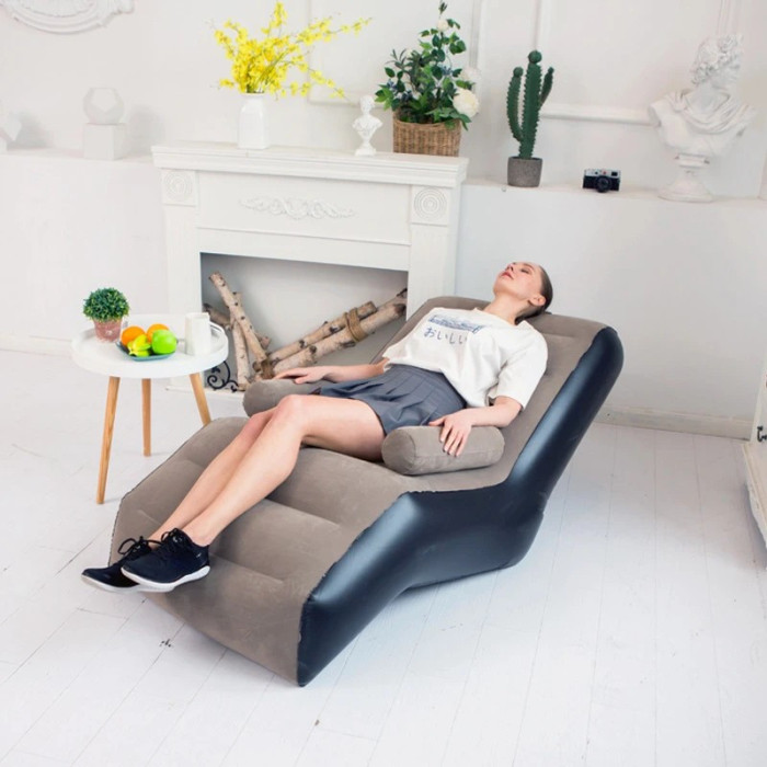Надувний диван-крісло з підлокітниками Inflatable Sofa, Портативне складне крісло для дому 140х85х80 см