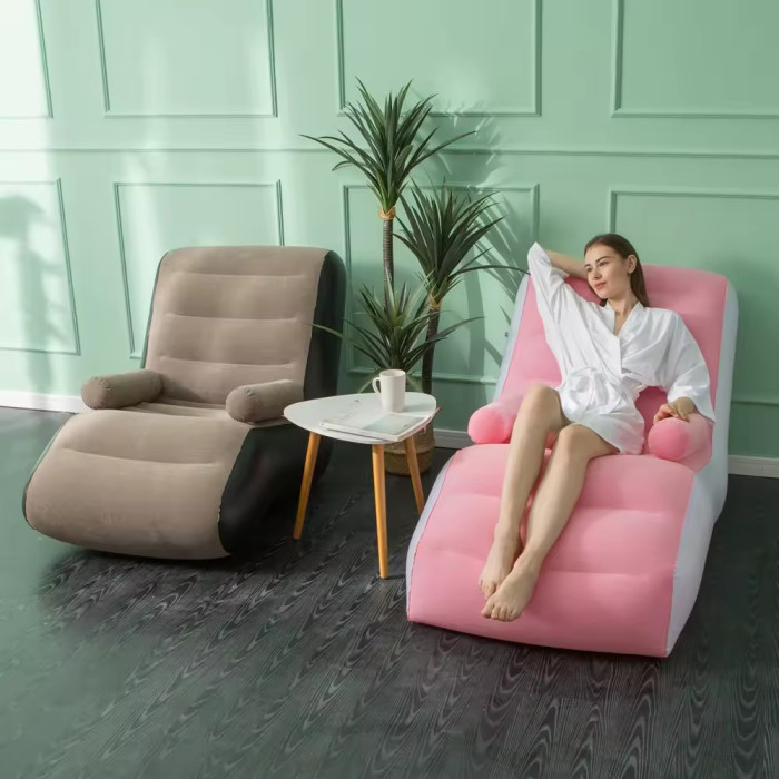Надувний диван-крісло з підлокітниками Inflatable Sofa, Портативне складне крісло для дому 140х85х80 см