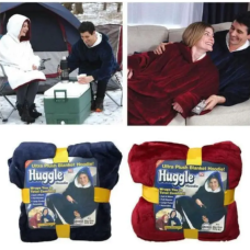 Двостороння толстовка-плед Huggle Hoodie Blanket з капюшоном ∙ Синя