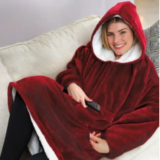Двостороння толстовка-плед Huggle Hoodie Blanket з капюшоном ∙ Синя