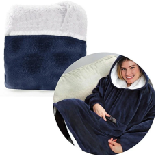Двостороння толстовка-плед Huggle Hoodie Blanket з капюшоном ∙ Синя