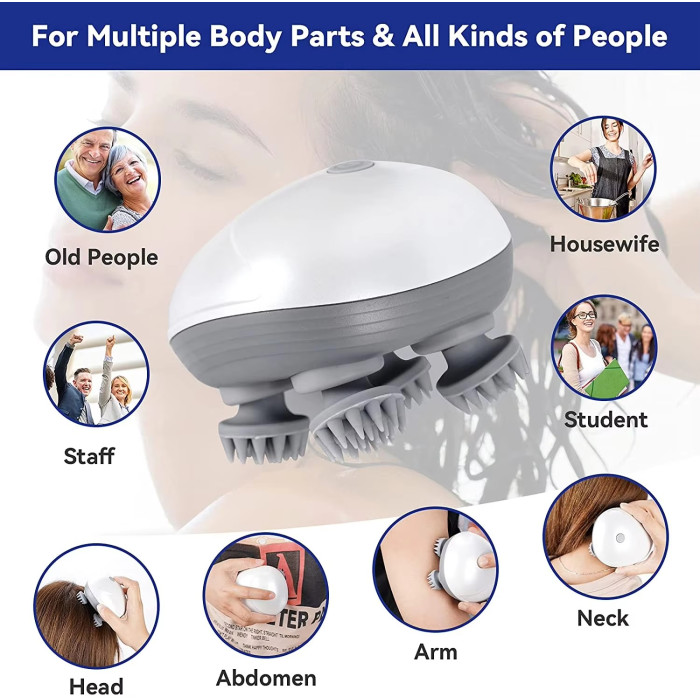 Бездротовий масажер для глибокого масажу голови Smart Scalp Massager · Масажна щітка для стимуляції кровообігу та росту волосся, підходить для тварин