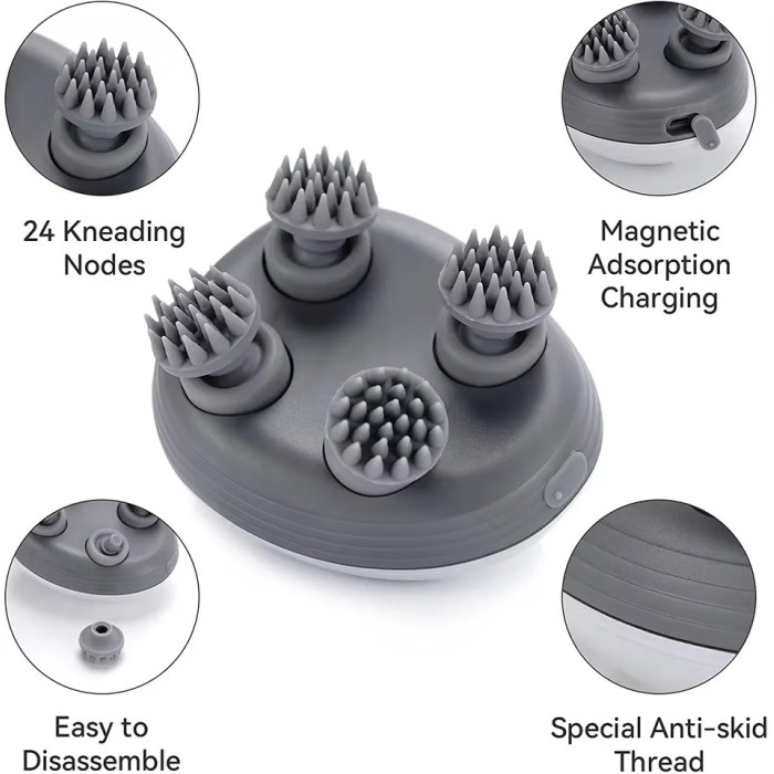 Бездротовий масажер для глибокого масажу голови Smart Scalp Massager · Масажна щітка для стимуляції кровообігу та росту волосся, підходить для тварин