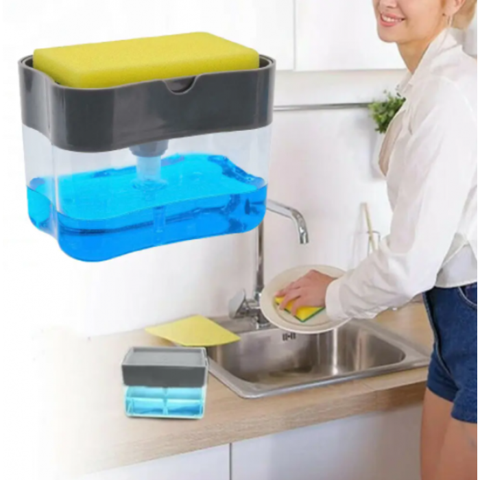 Кухонний диспенсер - органайзер для губки Soap Pump Caddy з дозатором миючого засобу, 380 мл
