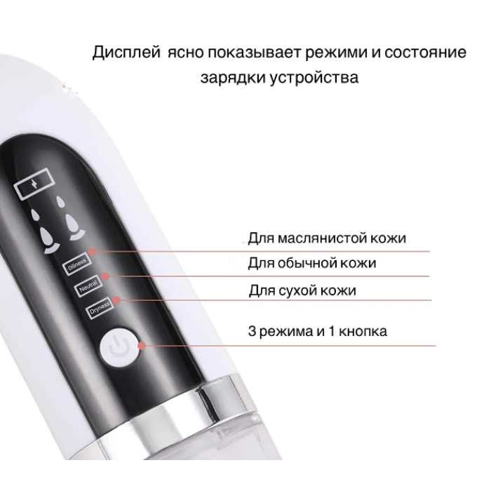 Вакуумний очищувач пор Face Slimmer, бездротовий апарат для гідропілінгу та вакуумного чищення шкіри