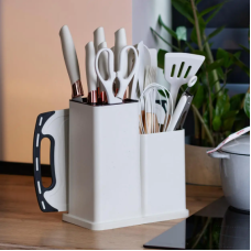 Кухонний набір ножів та аксесуарів Kitchenware Set, 20 предметів ∙ Інструменти для кухні з підставкою та обробною дошкою