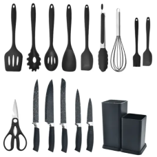 Кухонний набір ножів та аксесуарів Kitchenware Set, 20 предметів ∙ Інструменти для кухні з підставкою та обробною дошкою
