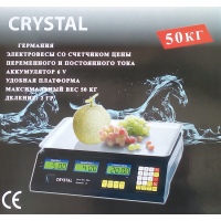 Ваги торгові CRYSTAL CR-50 50 кг Електронні настільні ваги для торгівлі з лічильником ціни