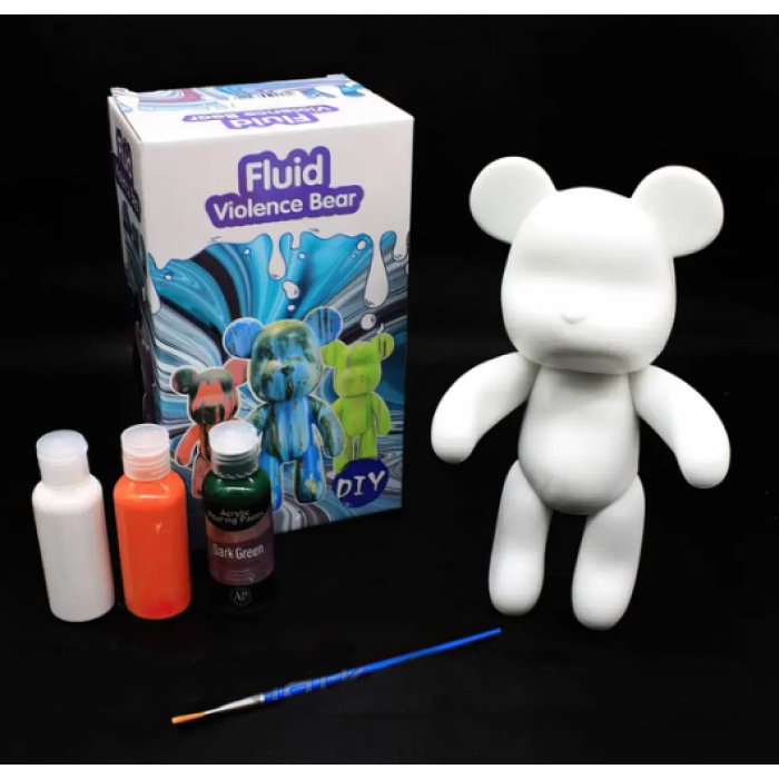 Флюидный медвежонок Fluid Bear Bearbrick с красками, 33 см · Набор для творчества DIY Мишка Сделай сам