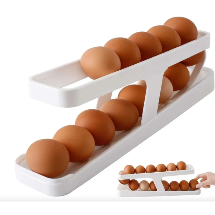 Контейнер для яєць Egg Pan · Дворівневий органайзер – підставка для зберігання яєць у холодильнику
