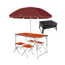 Розкладний стіл з 4 стільцями Folding Table для пікніка, риболовлі, дачі, 120х60 см Стіл-чемодан