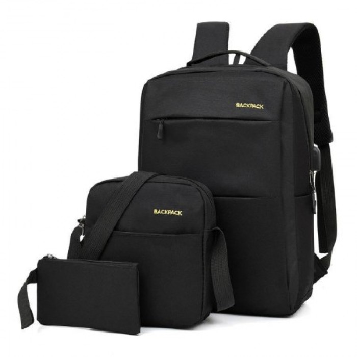 Рюкзак міський Backpack Комплект 3 в 1 місткий рюкзак для ноутбука з сумкою та гаманцем