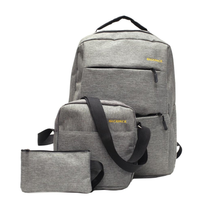 Рюкзак міський Backpack Комплект 3 в 1 місткий рюкзак для ноутбука з сумкою та гаманцем