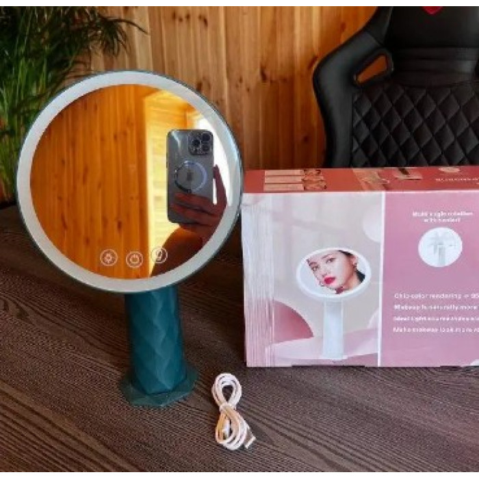 Дзеркало – нічник настільний з LED підсвіткою на акумуляторі 1200 mAh · Кругле дзеркало для макіяжу /17001
