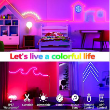 Неонова світлодіодна стрічка LED Neon Strip 5 м · Неоновий RGB гнучкий шнур з керуванням від телефону