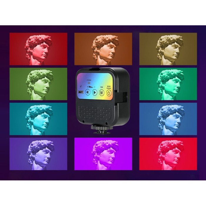 Лампа LED RGB з кріпленням для телефону WR-R1 ∙ Студійне накамерне світло 3000-7000K