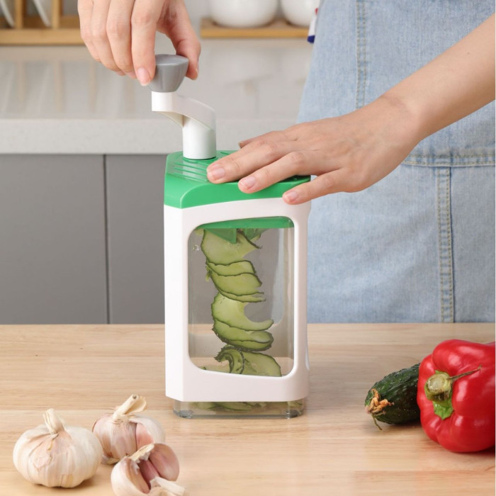 Ручна овочерізка з контейнером Genius Nicer Dicer Кухонний слайсер - терка з насадками 7 в 1