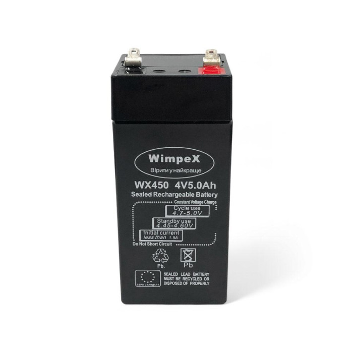 AGM акумулятор 4V 5Ah Wimpex WX 450 2023 • Свинцево-кислотний герметичний акумулятор 2023 для ДБЖ, сигналізації та сонячних систем