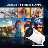 Смарт-проєктор HY300 PRO з Android TV 11.0, підтримкою 4K, WiFi 6 та Bluetooth 5.0 • Портативний проєктор з автофокусом, поворотом на 180° та функцією домашнього кінотеатру