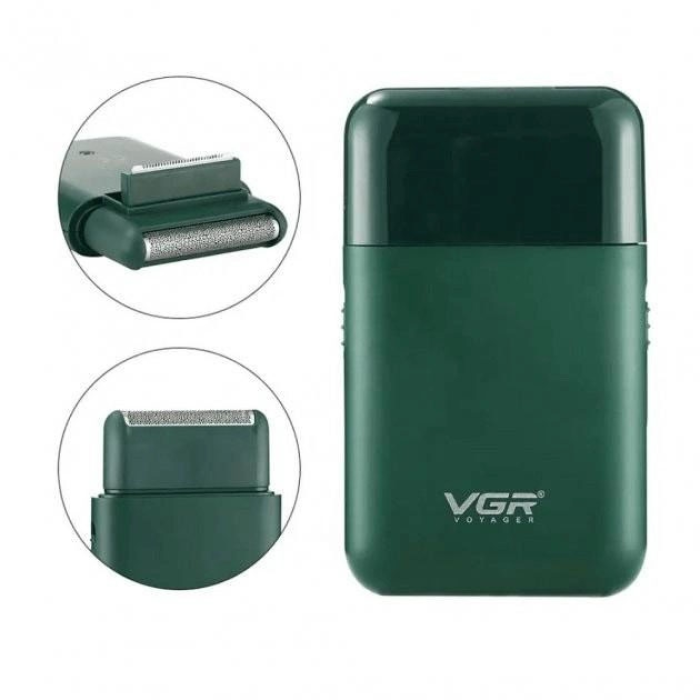 Акумуляторна міні електробритва для чоловіків VGR V 390 Green • Професійний шейвер з тримером для сухого та вологого гоління