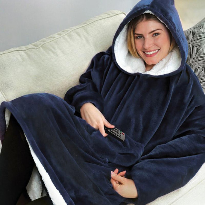 Плед-Толстовка з капюшоном і рукавами Huggle Hoodie Blanket 3-в-1 Унісекс • Теплий худі + Зігріваючий ковдру + Домашній халат