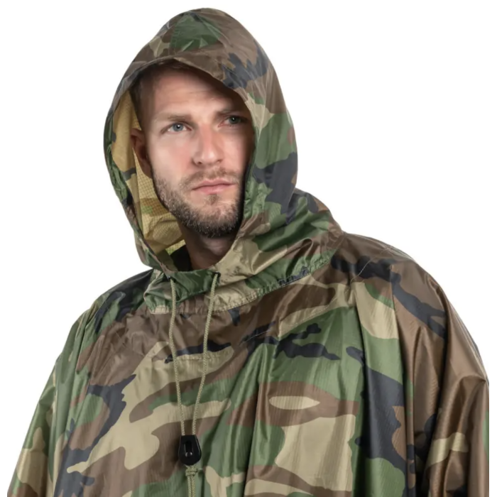 Дождевик Raincoat Камуфляж D -1 • Тактичний дощовик камуфляж плащ-намет пончо з капюшоном