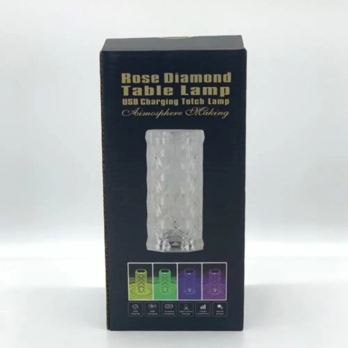 Настільна лампа нічник Rose Diamond з пультом • Лампа нічник настільна акумуляторна Роза з RGB з пультом та RGB підсвіткою