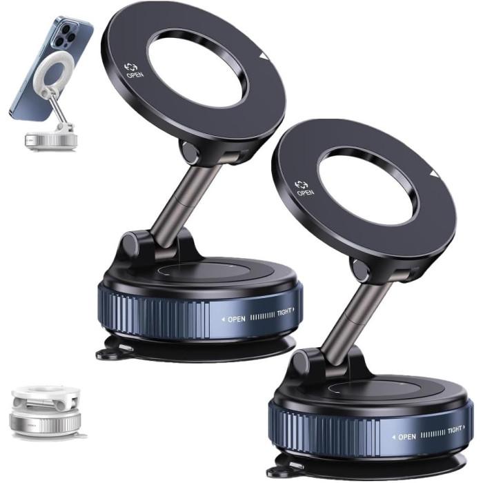 Автомобільний тримач для телефону JoyPro Magnetic Holder • Універсальний магнітний автотримач із вакуумною присоскою та обертанням 360°