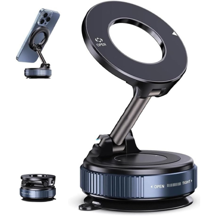 Автомобільний тримач для телефону JoyPro Magnetic Holder • Універсальний магнітний автотримач із вакуумною присоскою та обертанням 360°