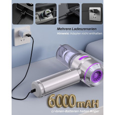Автопилосос бездротовий 9 насадок 2000 mAh 100W 8000 об/хв, Портативний бездротовий пілосос MINI HL-121