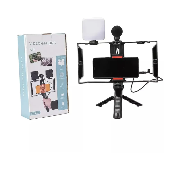Комплект для влогінгу Video Making Kit AY49X для смартфона • Набір для блогінгу AY49X для смартфона з мікрофоном та світлом