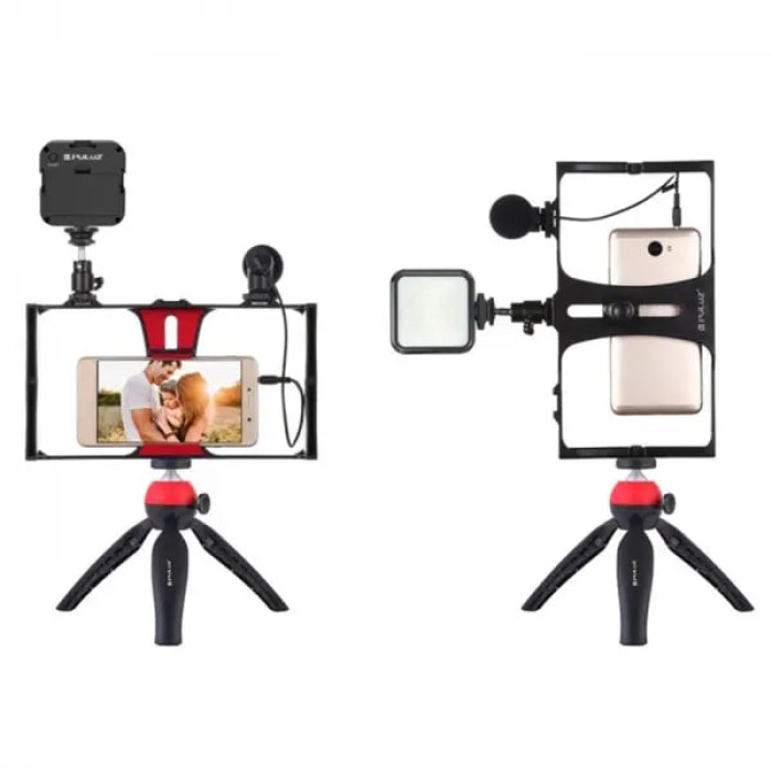Комплект для влогінгу Video Making Kit AY49X для смартфона • Набір для блогінгу AY49X для смартфона з мікрофоном та світлом