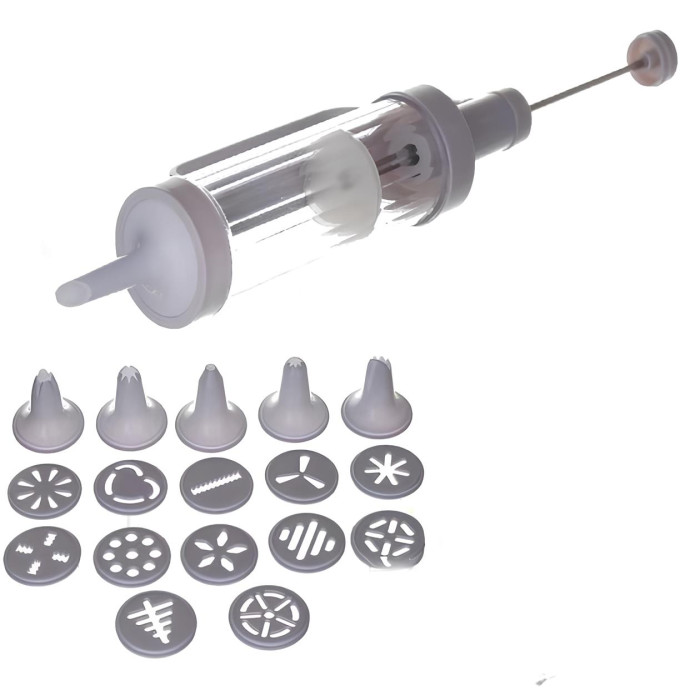 Шприц для печива та насадки для декорування Cookie Press and Cake Decorator Set ∙ Кондитерський шприц-прес із насадками для печива та крему Cake Decorator Set