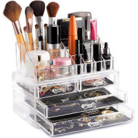 Органайзер для зберігання косметики 4DRAWER Акриловий прозорий настільний ящик - бокс для косметики та біжутерії