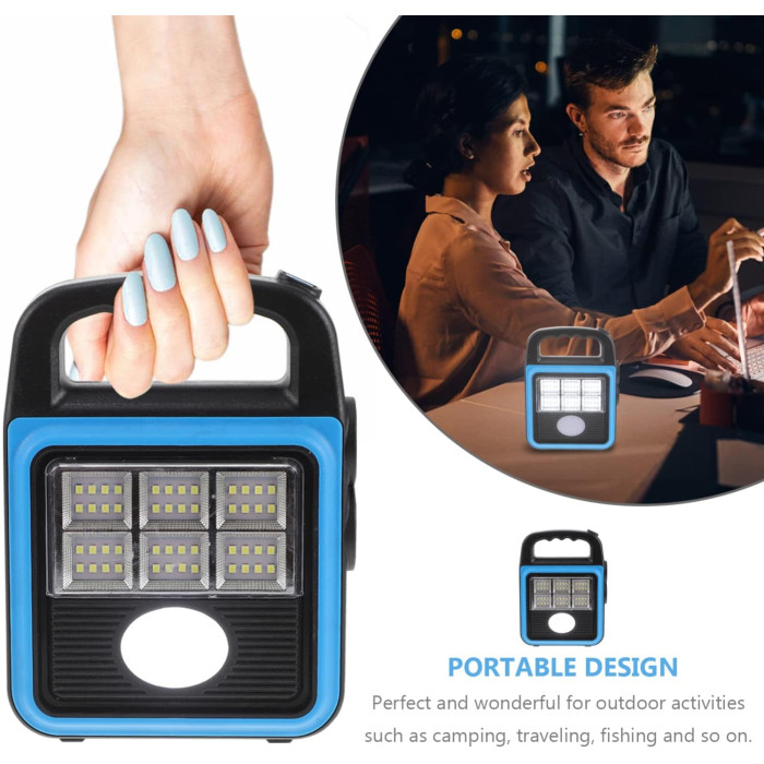 Фонарь-прожектор USB з сонячною панеллю та павербанком Solar LED light HS-8020 ∙ Світлодіодний кемпінговий ліхтар з функцією Power Bank HS-8020D