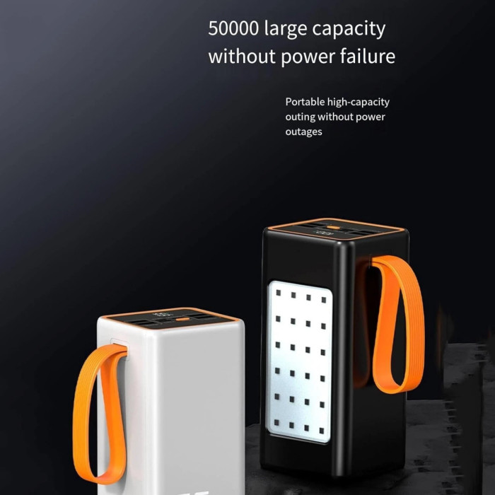 Повербанк 100000 mAh JS-658 для поїздок і роботи ∙ Зовнішній акумулятор JS-658 з LED-фонариком