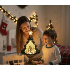 Святковий LED-світильник XHF-8002 з ефектом падаючого снігу та музикою ∙ Новорічний сніжний світильник-декор Ялинка XHF-8002