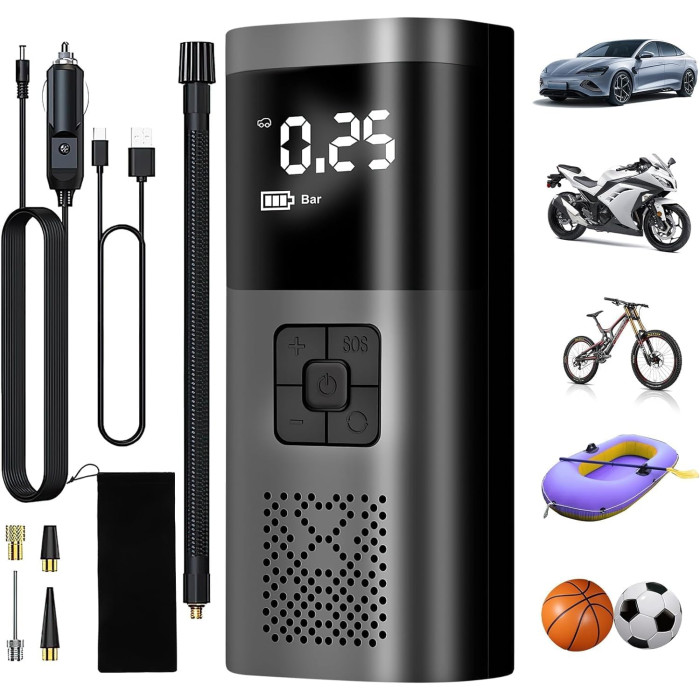 Портативний компресор Wireless Pump 12В ST5509D ∙ Багатофункціональний портативний Wireless Pump компресор