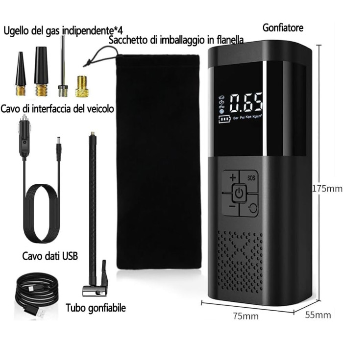 Портативний компресор Wireless Pump 12В ST5509D ∙ Багатофункціональний портативний Wireless Pump компресор
