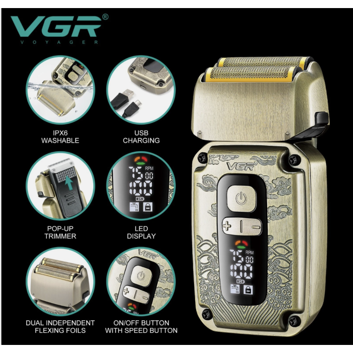 Бритва VGR V-337 для гоління та стрижки ∙ Професійна сітчаста електробритва VGR V-337