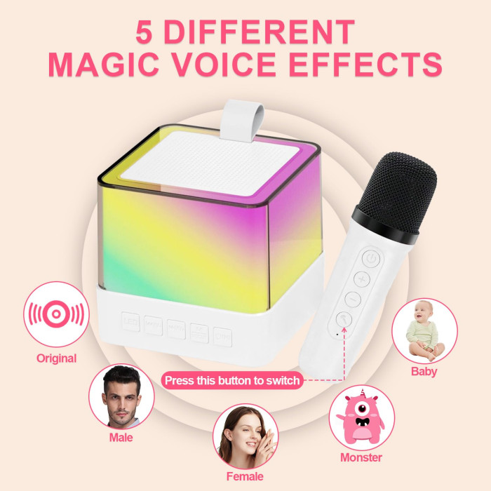 Міні-дитяче караоке з RGB-підсвіткою K18 ∙ Bluetooth-колонка K18 з 2 мікрофонами