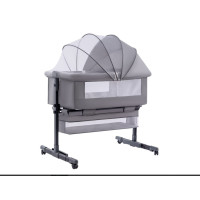 Дитяче ліжко приставне 0219/МК 3в1 з пеленальним столиком Light Grey ∙ Багатофункціональне та зручне ліжко 0219/МК для новонароджених