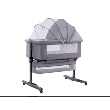 Дитяче ліжко приставне 0219/МК 3в1 з пеленальним столиком Light Grey ∙ Багатофункціональне та зручне ліжко 0219/МК для новонароджених