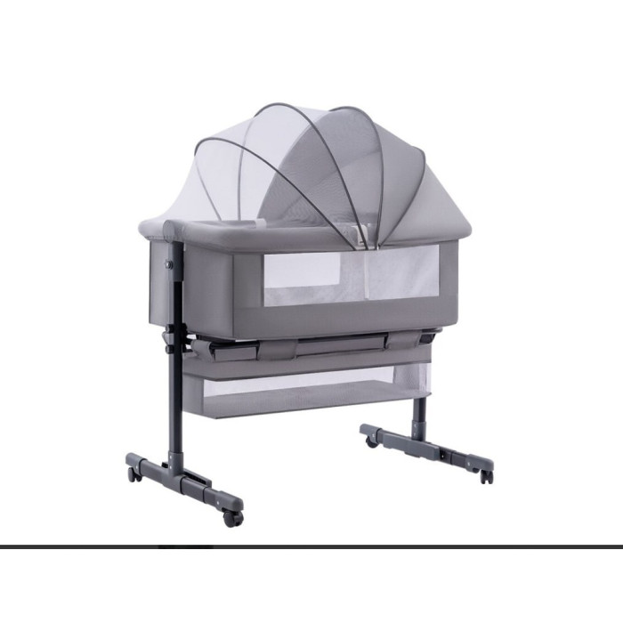Дитяче ліжко приставне 0219/МК 3в1 з пеленальним столиком Light Grey ∙ Багатофункціональне та зручне ліжко 0219/МК для новонароджених