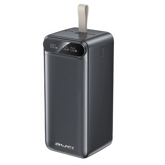 Зовнішній акумулятор Power Bank на 100 000 мАг з дисплеєм і ліхтариком AWEI P101K 22.5W ∙ Power Bank P101K з дисплеєм і LED-лампою