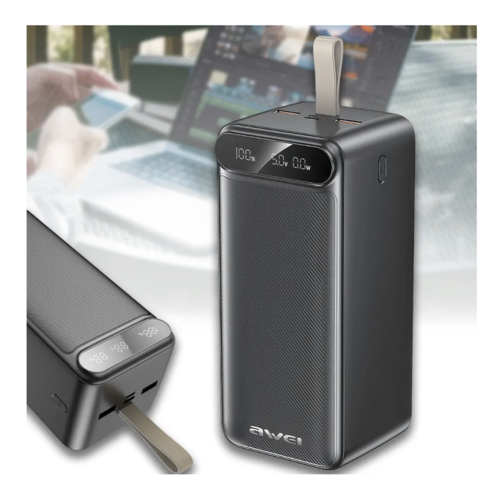 Зовнішній акумулятор Power Bank на 100 000 мАг з дисплеєм і ліхтариком AWEI P101K 22.5W ∙ Power Bank P101K з дисплеєм і LED-лампою
